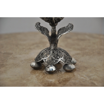 Srebrne Ażurowe Jajo - Otwierane - Carska Rosja pr. 84 - Secesja Orzeł